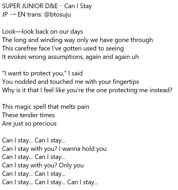 Hika Missed Eunkwang English Translation Super Junior D E Can I Stay Lyrics May Contain Inaccuracies Take Out With Credits Hika Missed Eunkwang English Translation Super Junior D E Can I Stay Lyrics May Contain Inaccuracies Take Out With Credits