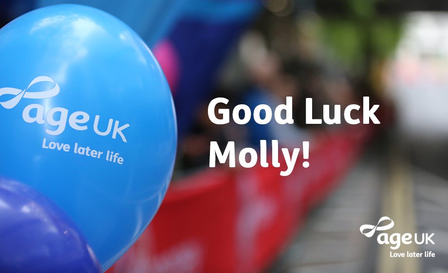 TeamAgeUK's tweet photo. @mollwray Really good luck for the #LondonMarathon tomorrow Molly! We'll be there cheering you on the whole way - you won't be able to miss us 😄 https://t.co/6UFKT6isef