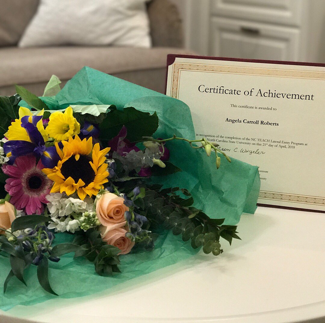 MrsRoberts_Sci's tweet photo. @UNCWilmington made me a chemist. @NCStateCED made me a teacher. I finished my education classes today! @WCPSS #ncteach #lateralentry #istillbleedteal https://t.co/GmVLItEtl8