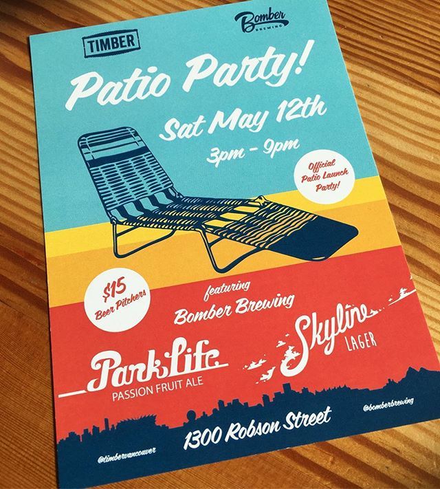 TimberVancouver's tweet photo. Hello us crush some kegs from our friends @bomberbrewing on Saturday May 12th at Timber 3-9pm. The sun today is putting us in the right mood. #patioparty #suncouver #bomberbrewery #camistheman #bccraftbeer #thegrowler #beersonbeersonbeers https://t.co/rykxHfpWfi
