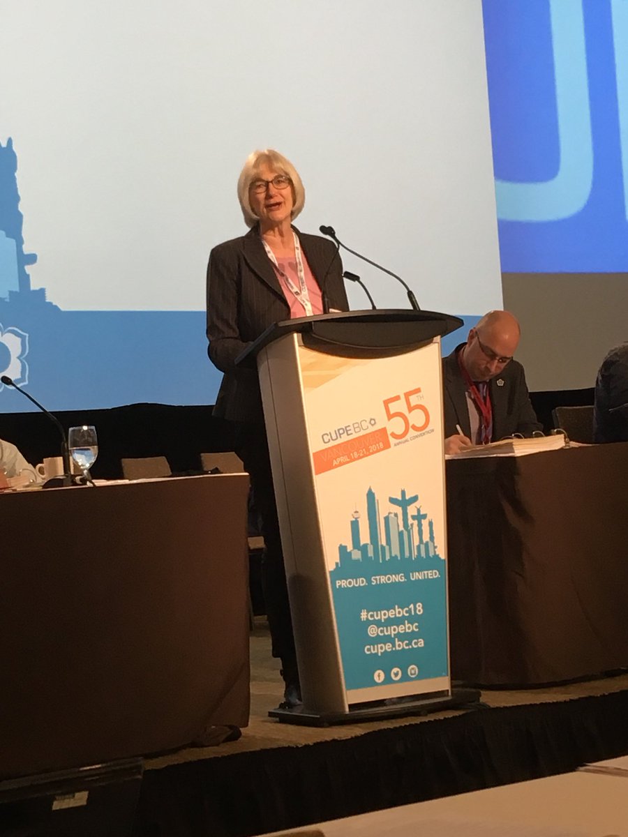 bookwormjulian's tweet photo. “Unions are a key to equality.” A strong speech from Irene Lanzinger President of the BC Federation of Labour. @CUPE391 agrees wholeheartedly! #cupebc18 https://t.co/K2E1rHqIc6