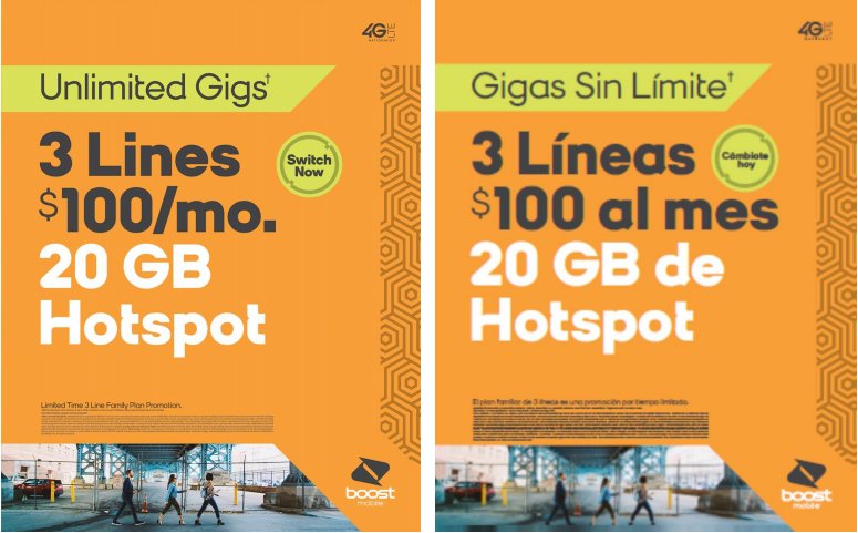 Family Plan 3 Lines for $100/mo.
#MILCELLPHONES #BOOSTMOBILE #BOOSTNATION