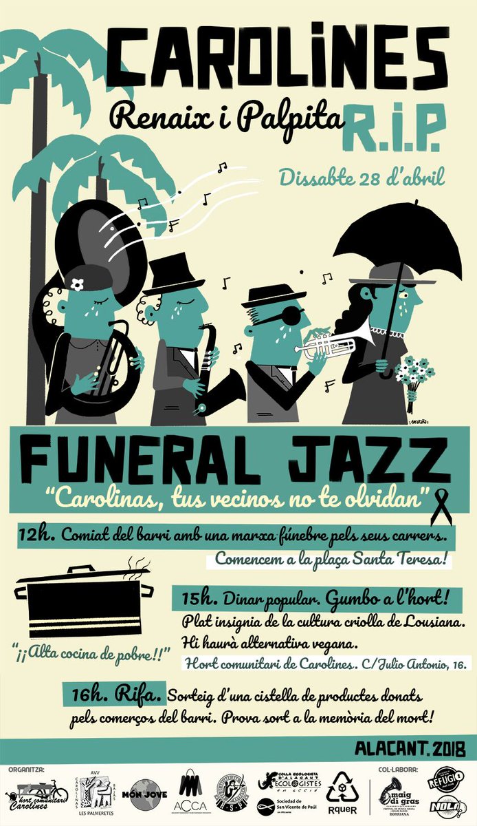 Esto es un sábado normal. El que viene no. El que viene es #CarolinesRIP y en twitter no se habla de esto aún, pero en el barrio la gente no para de cuchichear:
...gumbo...
...ropa negra...
...ataúd...
...banda...