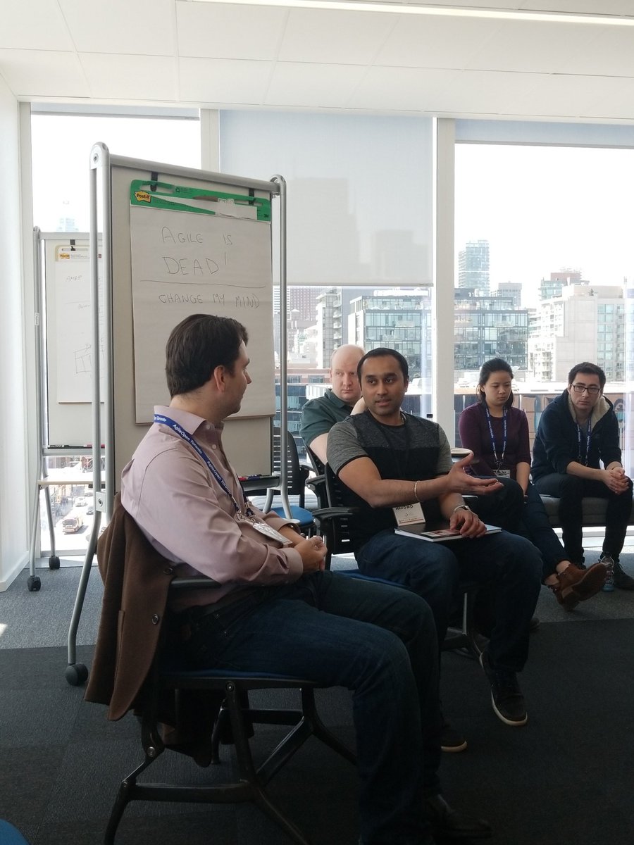 mkaufman811's tweet photo. @toddcharron leading an engaging discussion on why agile is dead at #TOopenspace https://t.co/XBP15pE8Qr