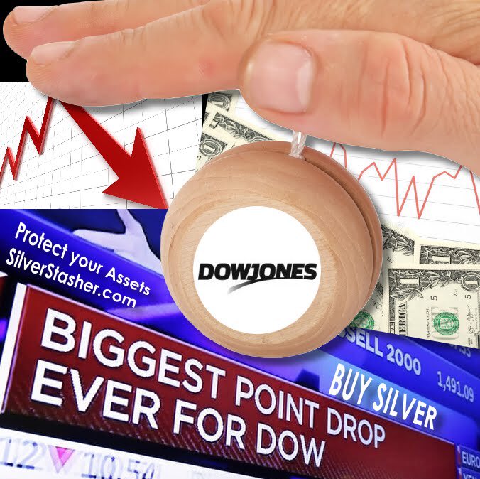 i7kMetals's tweet photo. 👀 Watching the YO YO DOW? Since February began, the nearly 122-year-old Dow Jones and S&amp;P 500 have recorded some of their single-day largest gains &amp; declines in history. 

It’s the perfect time to buy SILVER. 

 #7kmetals  #dow #nasdaq #nyse #bullish #wallstreet #stockexchange https://t.co/LxPC24w9Ee