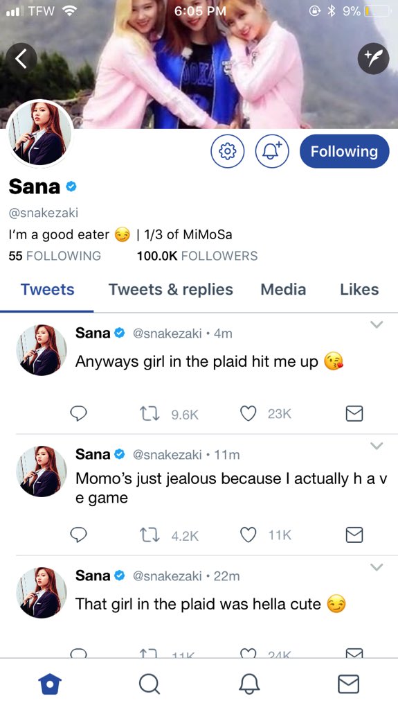 Momo and Sana’s profiles