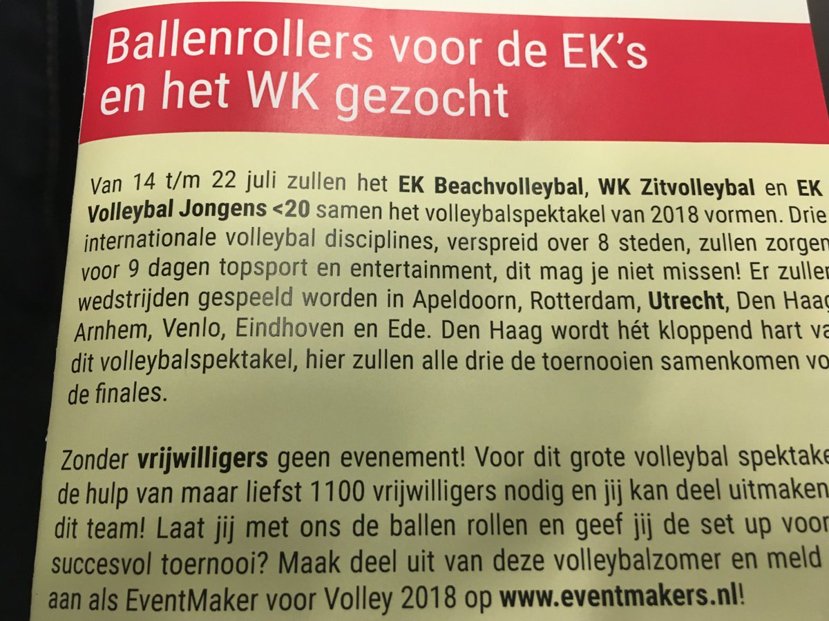 michel_everaert's tweet image. Oproep voor ballenrollers voor EK Beach in tribuneblaadje van VV Utrecht 14-22 juli