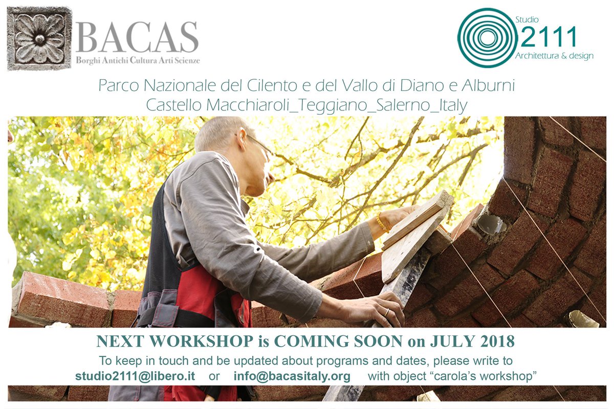 Studio_2111's tweet photo. 📣📣📣WORKSHOP ANNOUNCEMENT📣📣📣
A new WORKSHOP will take place on next JULY at Castello Macchiaroli of #Teggiano (Salerno, Italy) for #BACAS
Follow us for updates!
#dome #studio2111 #sustainablearchitecture #fabriziocarola #workshop https://t.co/QmpMvnngJ1