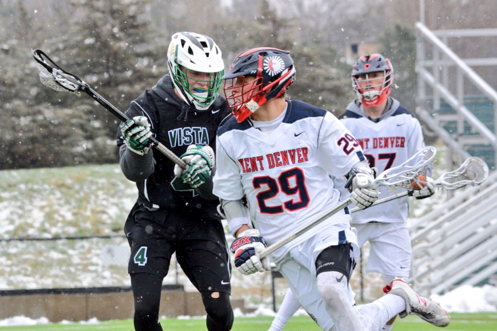 LaxRising's tweet photo. Out in Colorado, Kent Denver has a big 9-1 halftime lead on Mountain Vista in a rivalry game. Ryan Bergner leading the charge for the Sun Devils with a handful of points. #lacrosse #colorado #kentdenver #mountainvista (📷: @cvock) https://t.co/if2ac20xkk