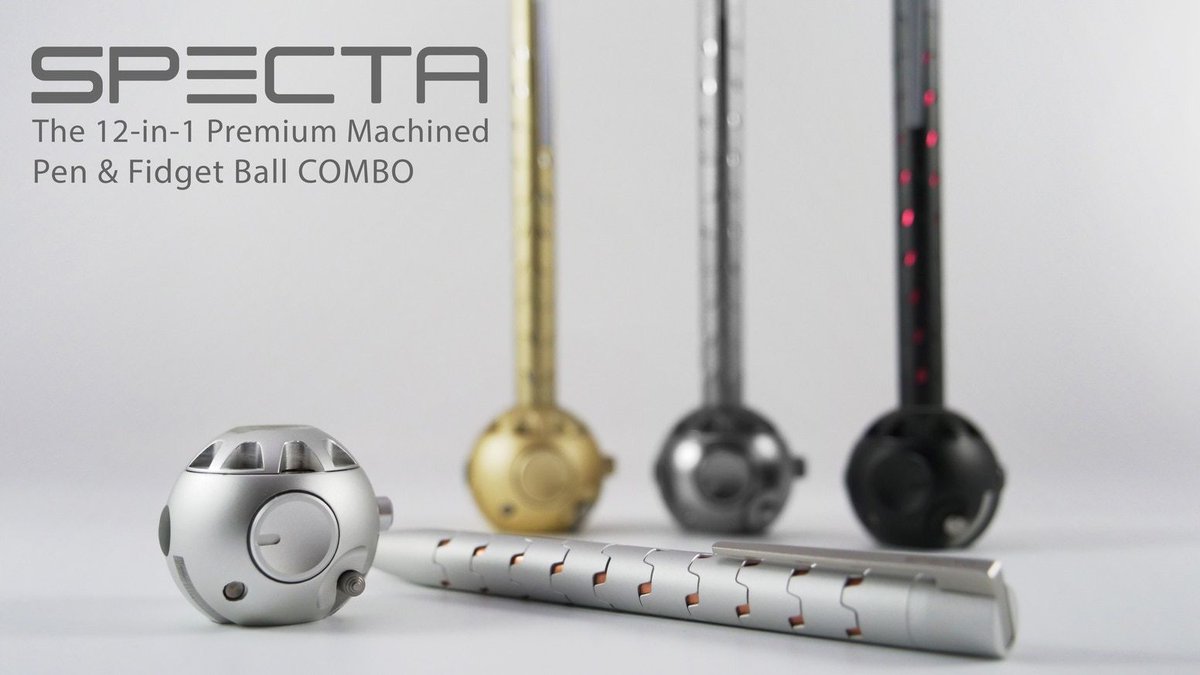 Crowd_Fund_Pro's tweet photo. SPECTA - The 12-in-1 Premium Machined Pen & Fidget Ball Combo is now on #Kickstarter! https://t.co/qJmIRknmAs #fidgetball #fidgetpen #tools #stressrelief https://t.co/8GQX5qr857