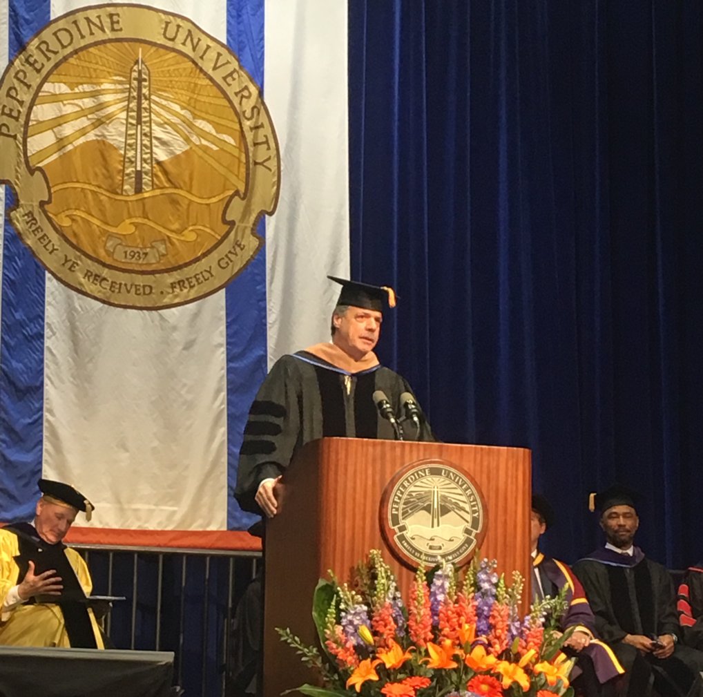 GraziadioSchool's tweet image. “I wish you happiness, and more than that, I wish for your happiness to drive your success.” — Michael J. McCloskey, CEO of Select Milk Products, and recipient of the Honorary Doctor of Business Degree #PeppGrad18