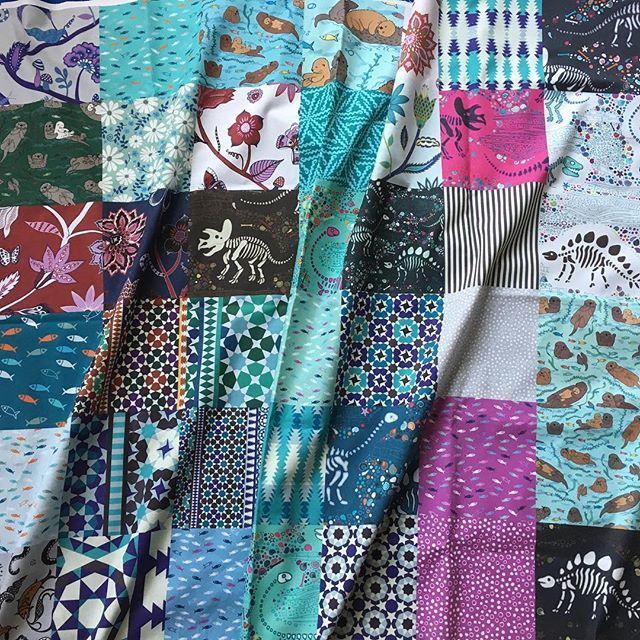 CeccaArt's tweet photo. Really happy with my latest swatches! Lots of my last contest entries including #otters, #limitedpalette and my latest #dinosaurspattern :-). The colours are gorgeous and Iโm definitely seeing a trend in the colours Iโm choosing! Printed on KonaCotton Ulโฆ https://t.co/rrvcJoAnaY https://t.co/AzklXnQLSE