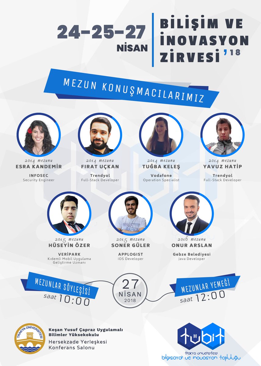 kycubyo_tubit's tweet photo. Öğrencilerimiz ile Mezunlarımız Buluşuyor✌
 III.Bilisim ve İnovasyon Zirvesinde 27 Nisan Cuma Günü Okulumuzdan mezun olmuş, sektörde yer edinmiş ve kariyer yapmış başarılı ögrencilerimiz ile BTBS ailesini buluşturuyoruz.
Etkinliğimizde görüşmek üzere 😊
#tübit #Biz18 #Mezunlar https://t.co/0HI64178hR