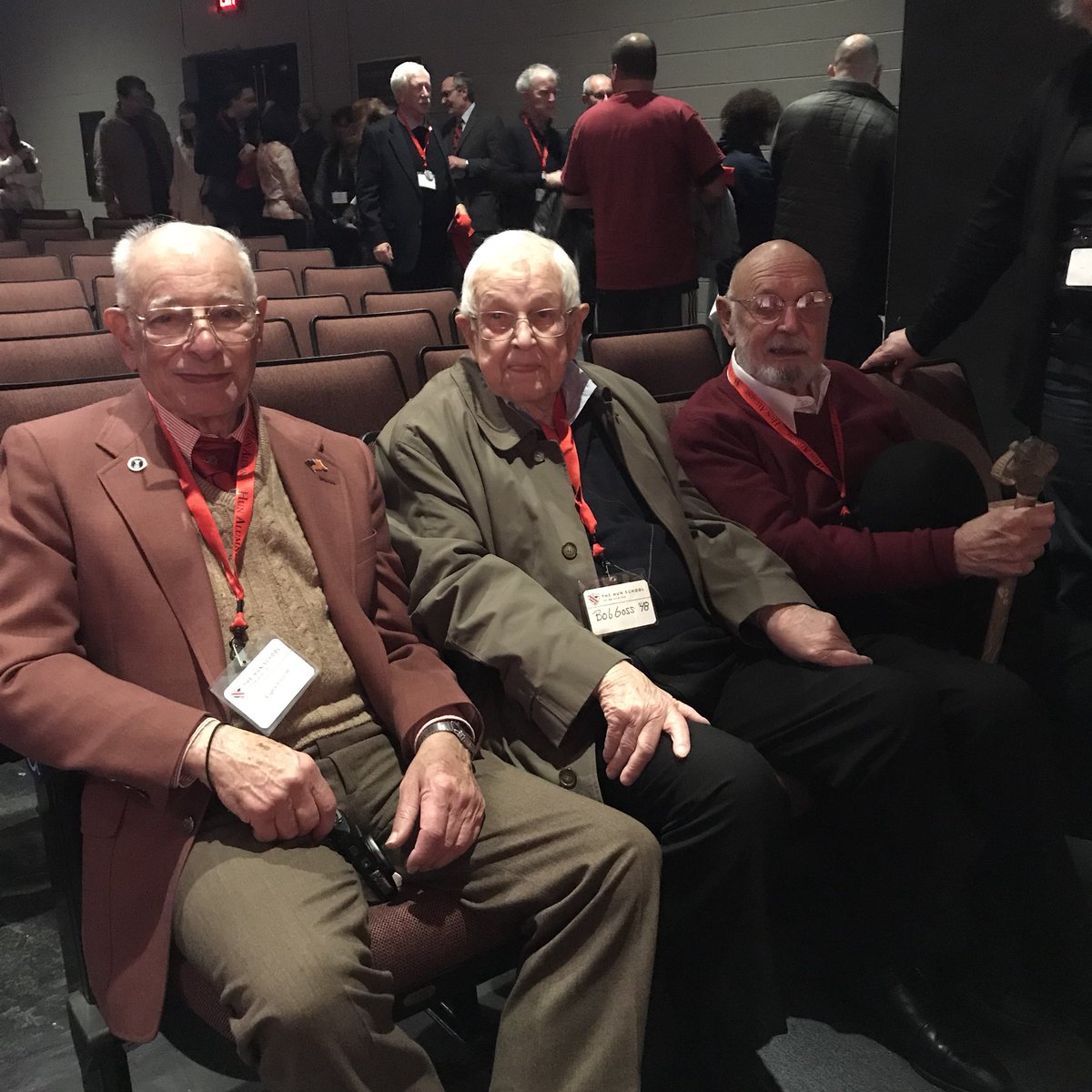 hunschool's tweet photo. Three members from the Class of 1948 came back to campus. Welcome, Gene, Bob, and Bob! #raider4life #hunalumni2018 #traceyourpath https://t.co/8bLsTTxHQB