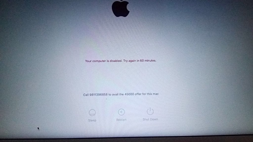 honeytech's tweet photo. @PranavDixit #HopeForYou - Got my stolen MacBook air back after a year. Did the e-Fir & Locked it via “find iPhone” app with a custom message of “45000 offer”. Some one 🐓called to enquire about unlock password after a year and BINGO ✌🏻 https://t.co/Pwr1VM6ANX