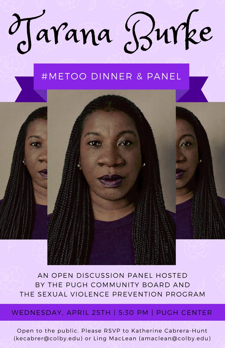 PCBColby's tweet photo. We're so excited to collaborate with Colby's Sexual Violence Prevention program! Please join us for a panel discussion on the #MeToo movement next Wednesday, April 25th at 5:30pm in the Pugh Center 💜 https://t.co/RuNtIRcumM