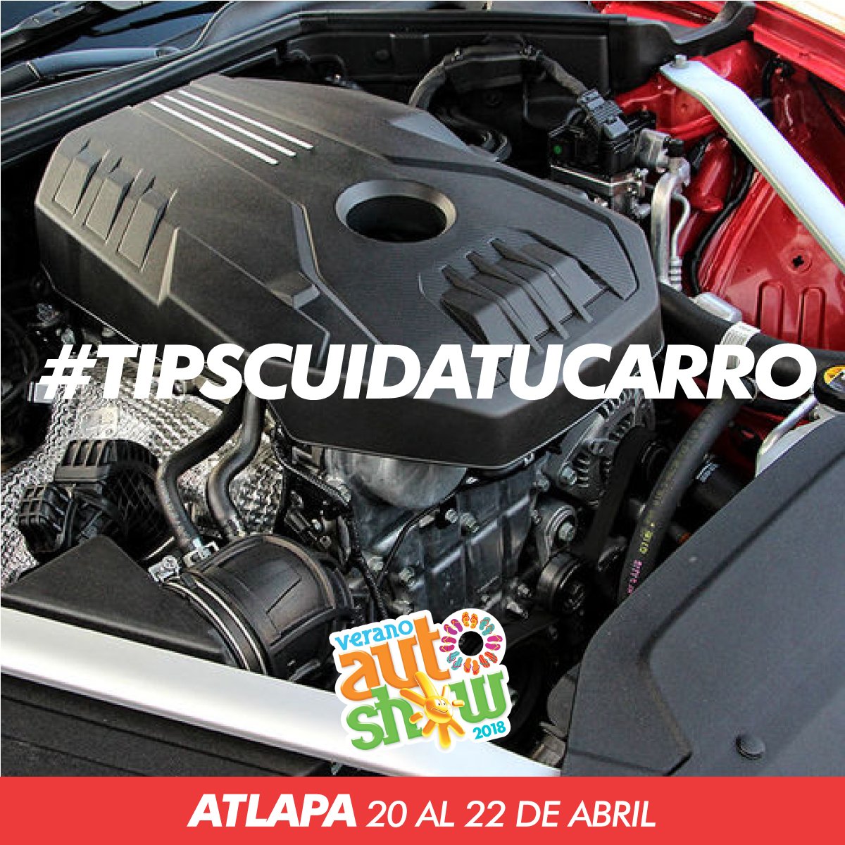 VeranoAutoShow's tweet photo. #TipsCuidaTuCarro Es recomendable quitarle los restos de grasas, polvo y suciedad que el motor de tu auto puede almacenar ya que pueden disminuir el rendimiento y puede causar daños a las partes que lo componen. #VeranoAutoShow2018 https://t.co/2jCiMzbcjz