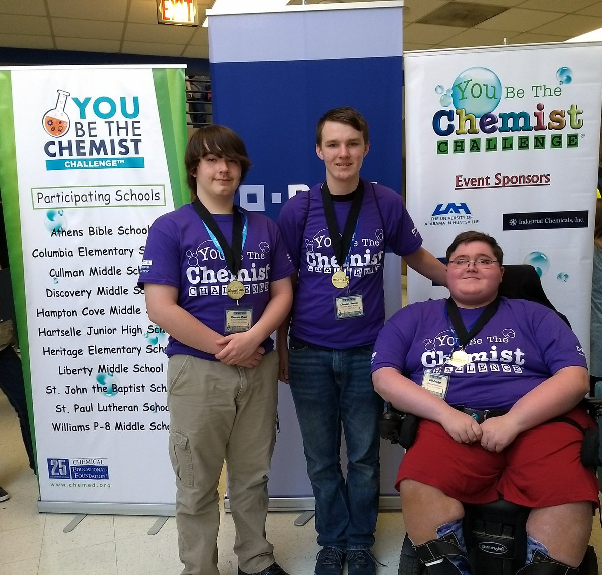 enwilliams13's tweet photo. CMS students, Thomas Myers, Claude Thomas, and Will Fowler, participated in the You Be the Chemist State Competition today at UAH. Claude Thomas progressed from the preliminary round into the intermediate round. I am so proud of all three chemists!!! @MrTommyDuke @CullmanSuper https://t.co/uKIM0ah0Im