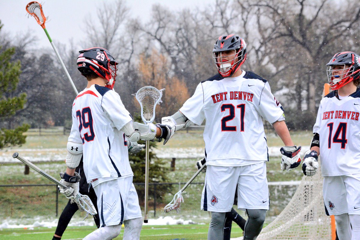 LaxRising's tweet photo. Final in Colorado: Kent Denver uses a huge first half to fuel a 14-9 win over Mountain Vista in the cold rain and snow. Ryan Bergner w/ a big game, totaling 4 goals, 2 assists. #lacrosse #colorado #kentdenver #mountainvista (📷: @cvock) https://t.co/zhwr1WsRr3