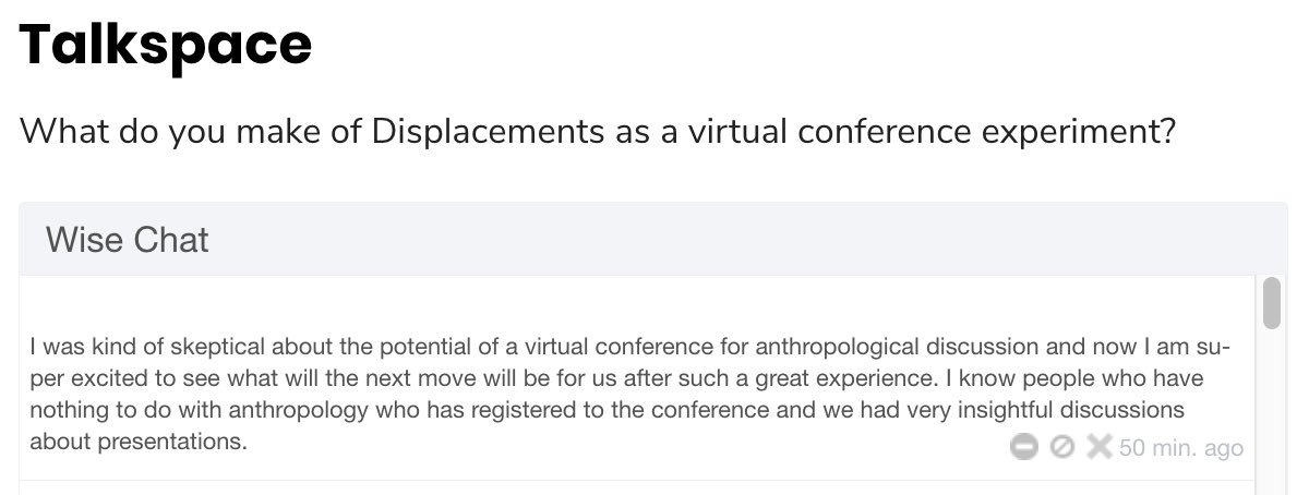 anandspandian's tweet photo. As our 3-day #displace18 collective winds down, tell @culanth how it's been for you. Try out the Talkspace for this. https://t.co/oDGb3C6tnd