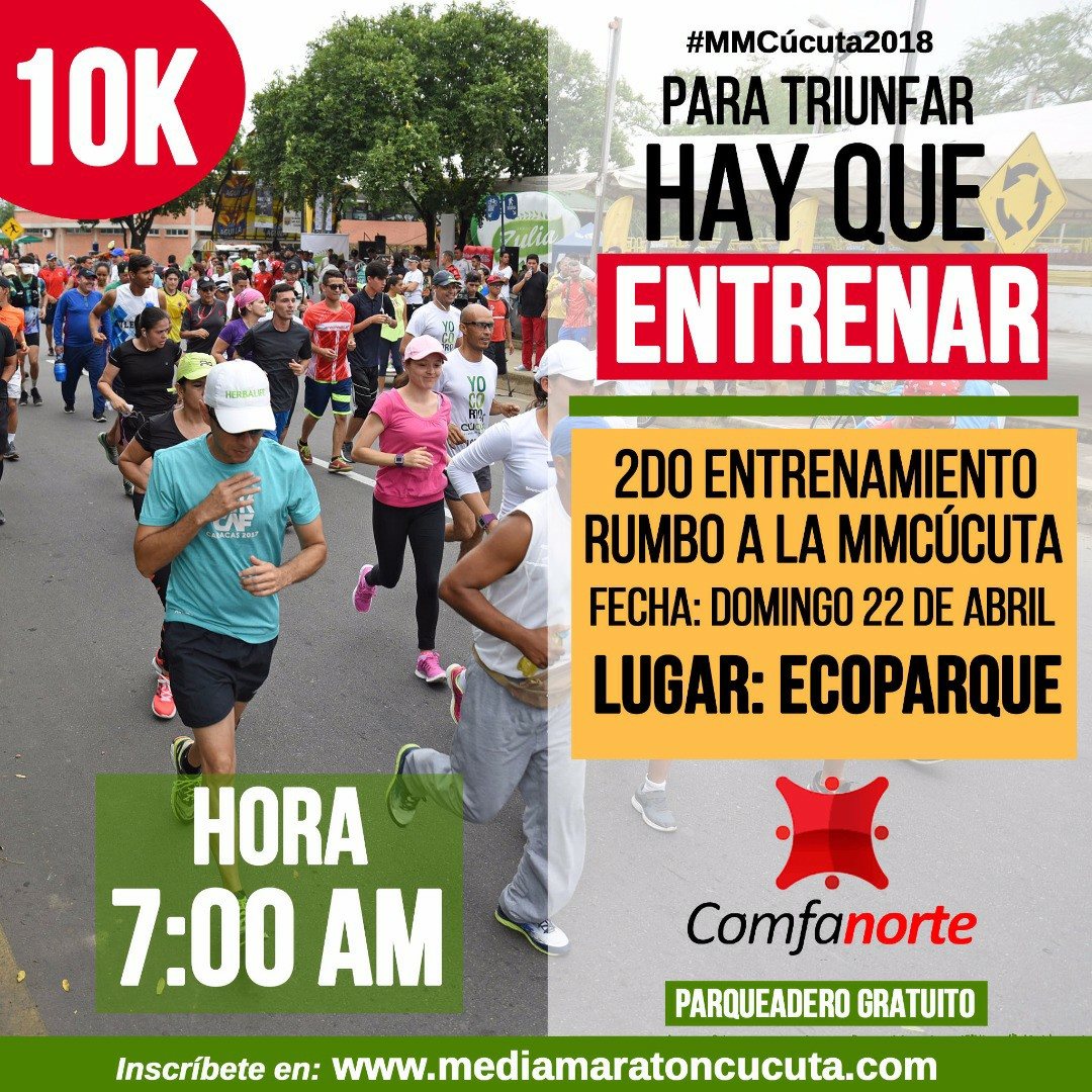 Comfanorte's tweet photo. ¡Segundo entrenamiento de la carrera 10K de la Media Maratón de Cúcuta!
Mañana la cita es en el #Ecoparque #Comfanorte. Te esperamos a las 7:00 a.m.
#MMCúcuta #SegundoEntrenamiento #ElAñoPerfectoParaSerFeliz @MMCucuta @claudiacomfa @noticucuta @laopinioncucuta @RCNCucuta https://t.co/kf0C3G0awV