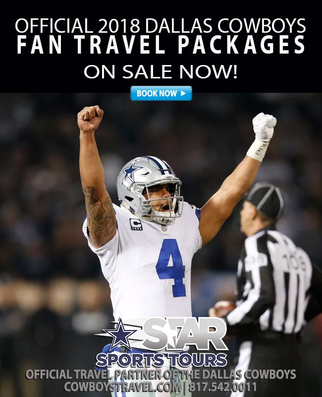 StarSportsTours's tweet photo. Official 2018 Dallas Cowboys Fan Travel Packages on sale now! Click here https://t.co/TMu3iVdlZF to view the regular season schedule and book your trip now! #CowboysNation #CowboysTravel #NFLScheduleRelease2018 https://t.co/oKpkstZdxG