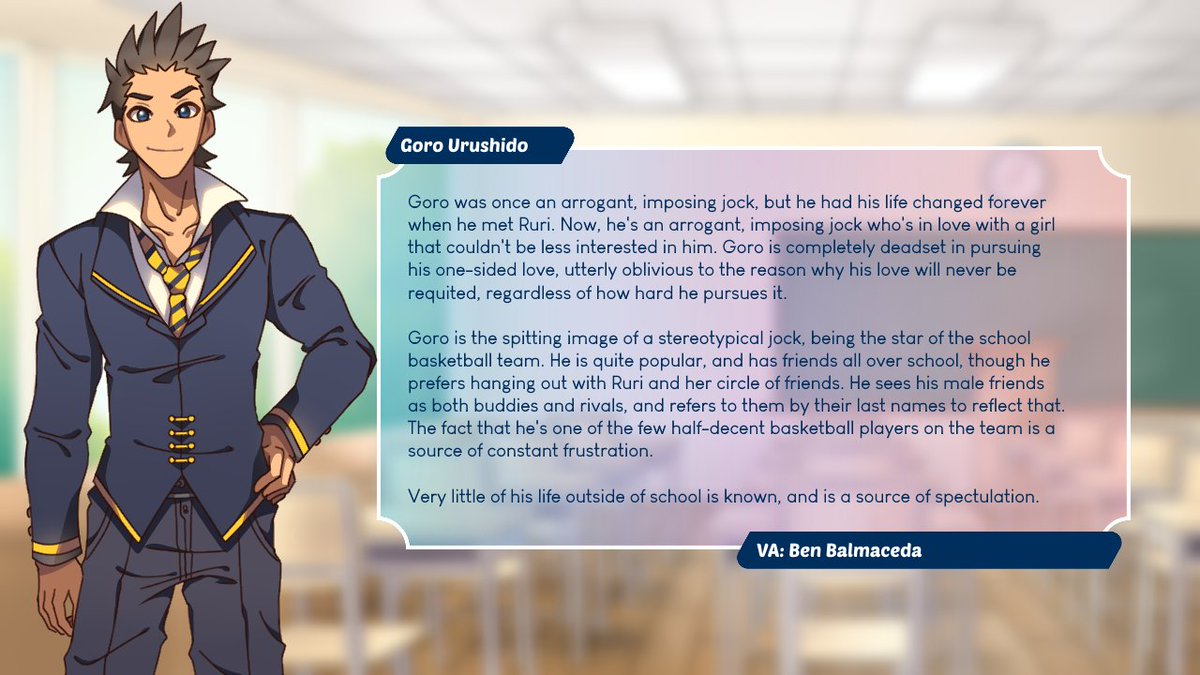 pajamapro's tweet photo. This jock's so big, he's almost overlapping the text box! Meet Goro Urushido! #indiegame #visualnovel https://t.co/eziN2hPnBM