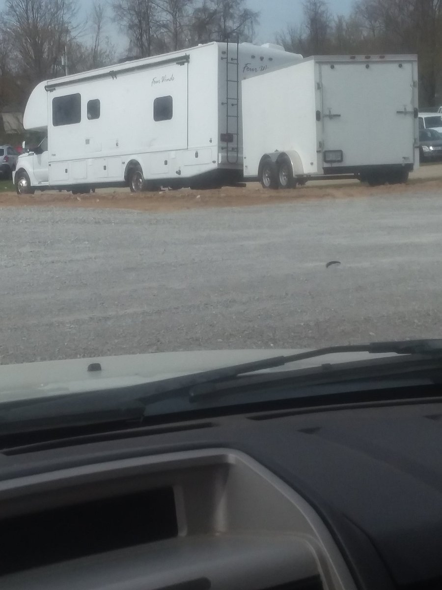 Hey <a href="/Kenny_Wallace/">Kenny Wallace</a> this is how Kenny Schrader just rolled into Florence and he has like 7 cars here!! Come drive one
