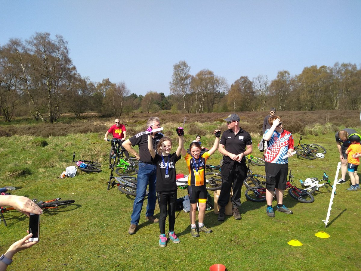 SRCGoRide's tweet photo. The winners of two of the female age group races.  Good to see them getting their hands in the air!  All plaudits are deserved for some hard efforts, some spills but lots of thrills #goride https://t.co/9xXTTbF8pS