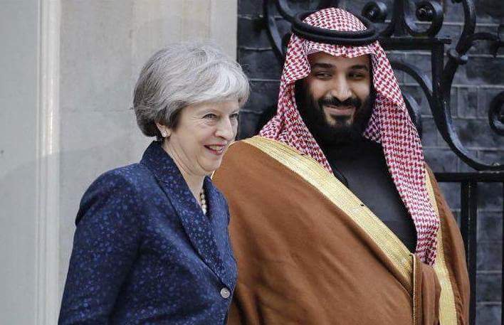 teddy_cat1's tweet photo. @cyclist_london @theresa_may @Theresa_May is allied with Saudi Arabia. UK and USA have navy troops there helping to enforce the illegal blockade using starvation as a weapon. She's literally supporting starvation. She's a war criminal, aiding and abetting #YemenGenocide with her pals #USA and #PrinceFamine. https://t.co/hMxfodKXCF