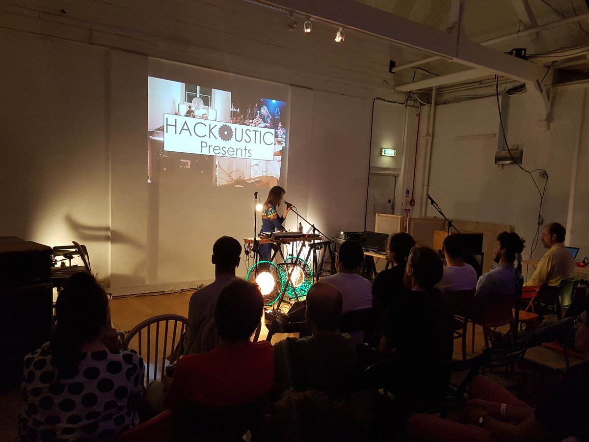 hackoustic's tweet photo. #AnaBirkenhoff performing with homemade instruments #hackousticpresents. Beautiful #hackedsound https://t.co/XbcS3g4Mxf