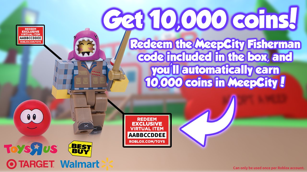 Alexnewtron On Twitter Redeem The Code In The Meepcity Fisherman Figure Pack And Get 10 000 Coins In Meepcity Available On Amazon Robloxtoys Https T Co Ns1z6bnerc Https T Co Mfrtkbiscf - glitches on roblox meep city
