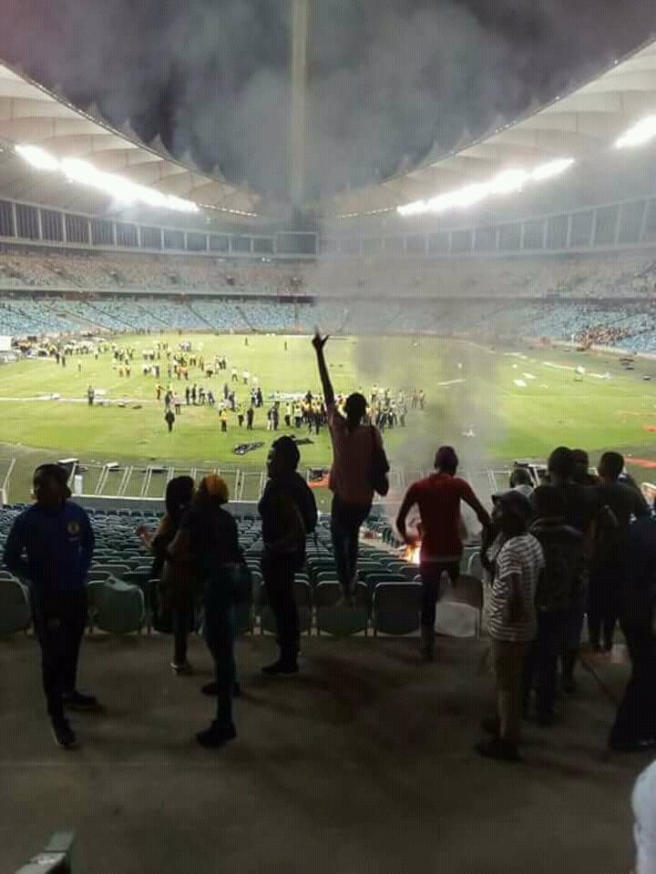 AneleHyena's tweet image. They burning 🔥 the Stadium now. 😱😨
#NedbankCup