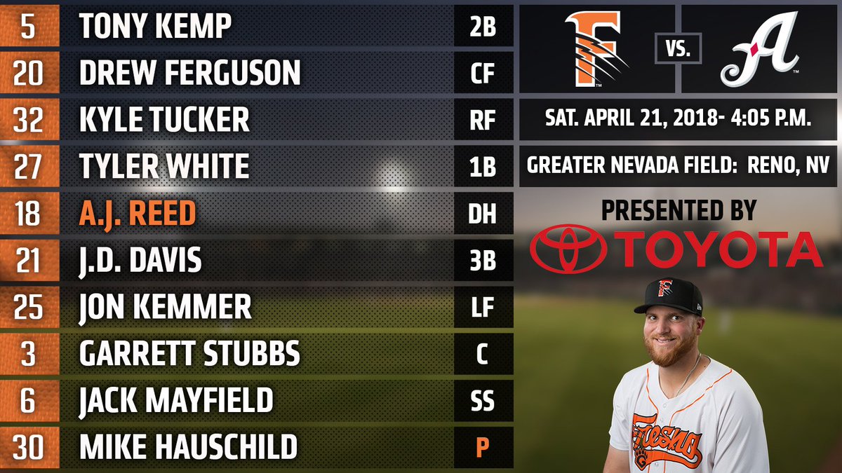 FresnoGrizzlies's tweet photo. You'd be smiling like #TwitterlessAJReed too, if your team had won 9 of 10 and 12 of 14. Back in Reno for three, starting later this afternoon. ๐ป https://t.co/HRTRZZNCLt