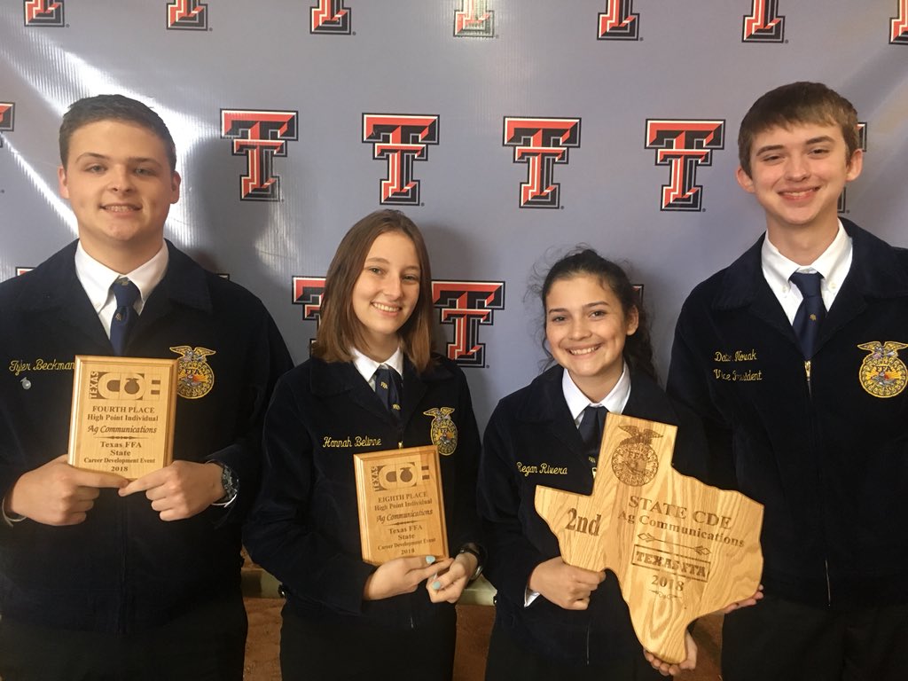 Second Place in State Ag Comm Contest here at Texas Tech in Lubbock today!! Way to go Shadow Creek FFA! Had 4th place, 8th place and 13th place high individuals!! Super job Tyler, Hannah, Regan, and Dalton!!! #MyAlvinISD <a href="/ShadowCreekHS/">Shadow Creek HS</a> <a href="/AlvinISD/">Alvin ISD</a>