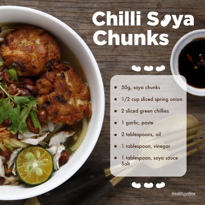 HealthOnlineUSA's tweet photo. #ChilliSoyaChunks is a great #healthyrecipe for you to try!
Soak #soya in warm water, drain, and mix in #garlic and #salt. Heat oil in a pan. Saute #onions. Add and stir #greenchillies. Then add #soyasauce and #vinegar. Stir-fry over high heat.
Read more: https://t.co/gFGFlHryfC https://t.co/3zIoliC7Je