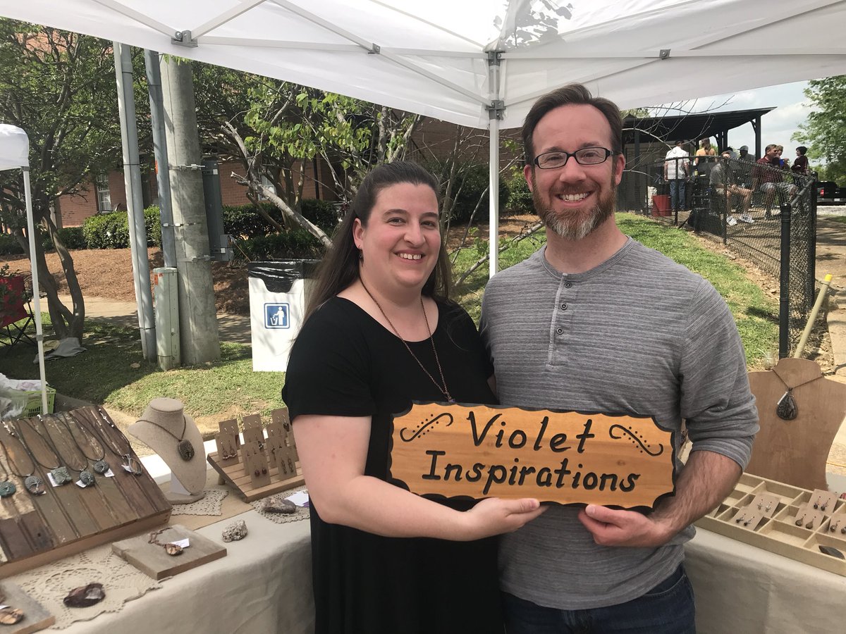 This is Heidi Kemp’s first art festival! She started Violet Inspirations, named after her grandmother. She likes #cdaf2018 because it’s family friendly there’s something here for everyone. #starkvillearts