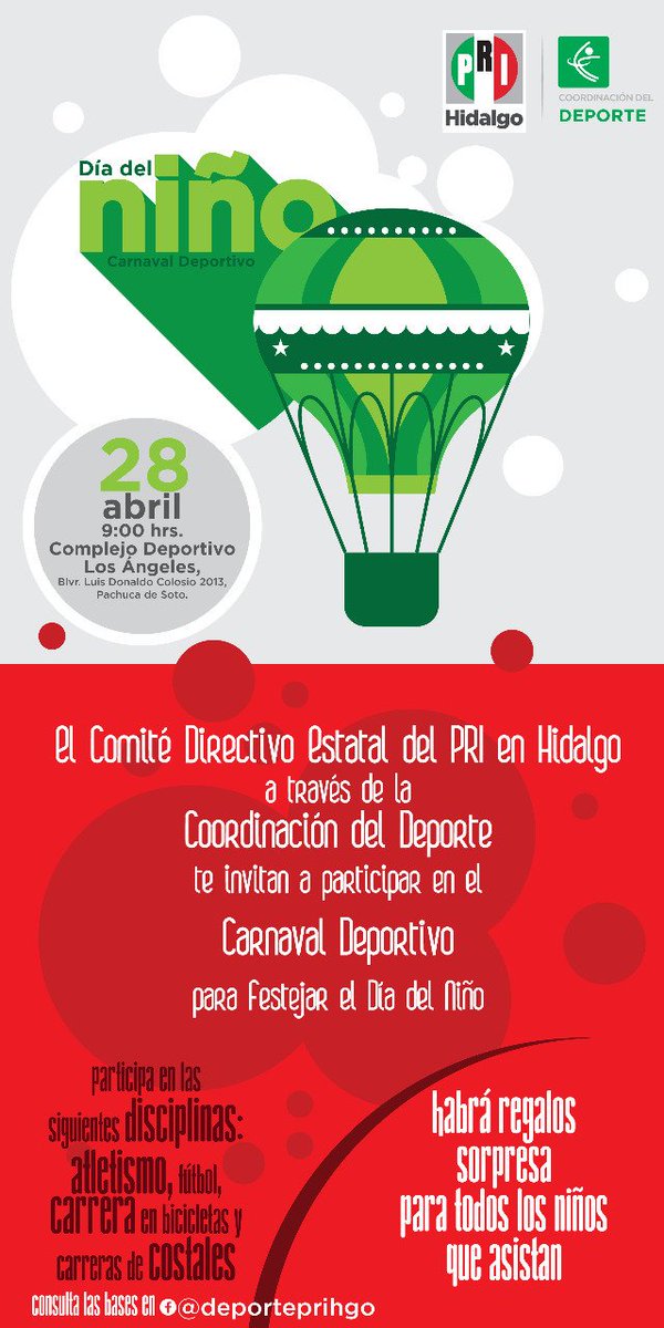 PRIMXTezontepec's tweet image. Asiste al Carnaval Deportivo #PRImxHidalgo