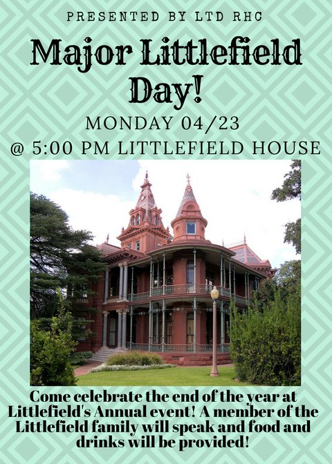 utlittlefield's tweet photo. Come join us THIS MONDAY for Major Littlefield Day! It will be at the Littlefield House down the street. You will get to see inside the beautiful Littlefield House and hear from a member of the Littlefield family! Free food and drinks will be provided! Dress Business Casual :) https://t.co/ydk5EQe0gx