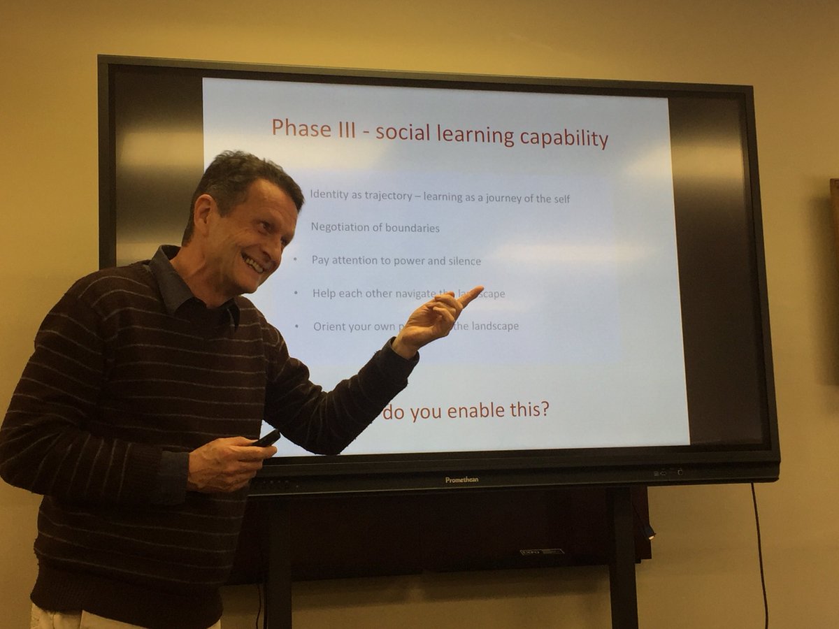 kristawelz's tweet photo. Spent my Saturday learning about “communities of practice” - the learning theory I will be using for my dissertation.
Presented by the creator himself - Dr. Etienne Wenger. Loved spending time with my cohort! #Edtechgiants #njed
@etiennewenger @WengerTrayner @bevtrayner https://t.co/Tapf2xYPJ5