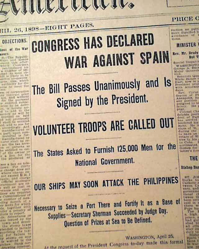 Cuando alguien hable de #FakeNews  como algo moderno recordadle que un 21 de abril de 1898 los EEUU declararon la guerra a España basado en unos medios que se inventaban noticias.