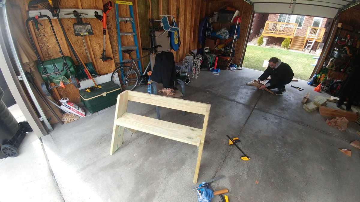 bio_otoole's tweet photo. Just built an Aldo Leopold bench with my brother and mom for the new garden. My brother is making cuts and preparing 3 more for community members to build next Saturday, April 28th. Now kids will have a place to sit and watch as the Monarchs come flying in. #MortonPride https://t.co/L1edgmU4Uk