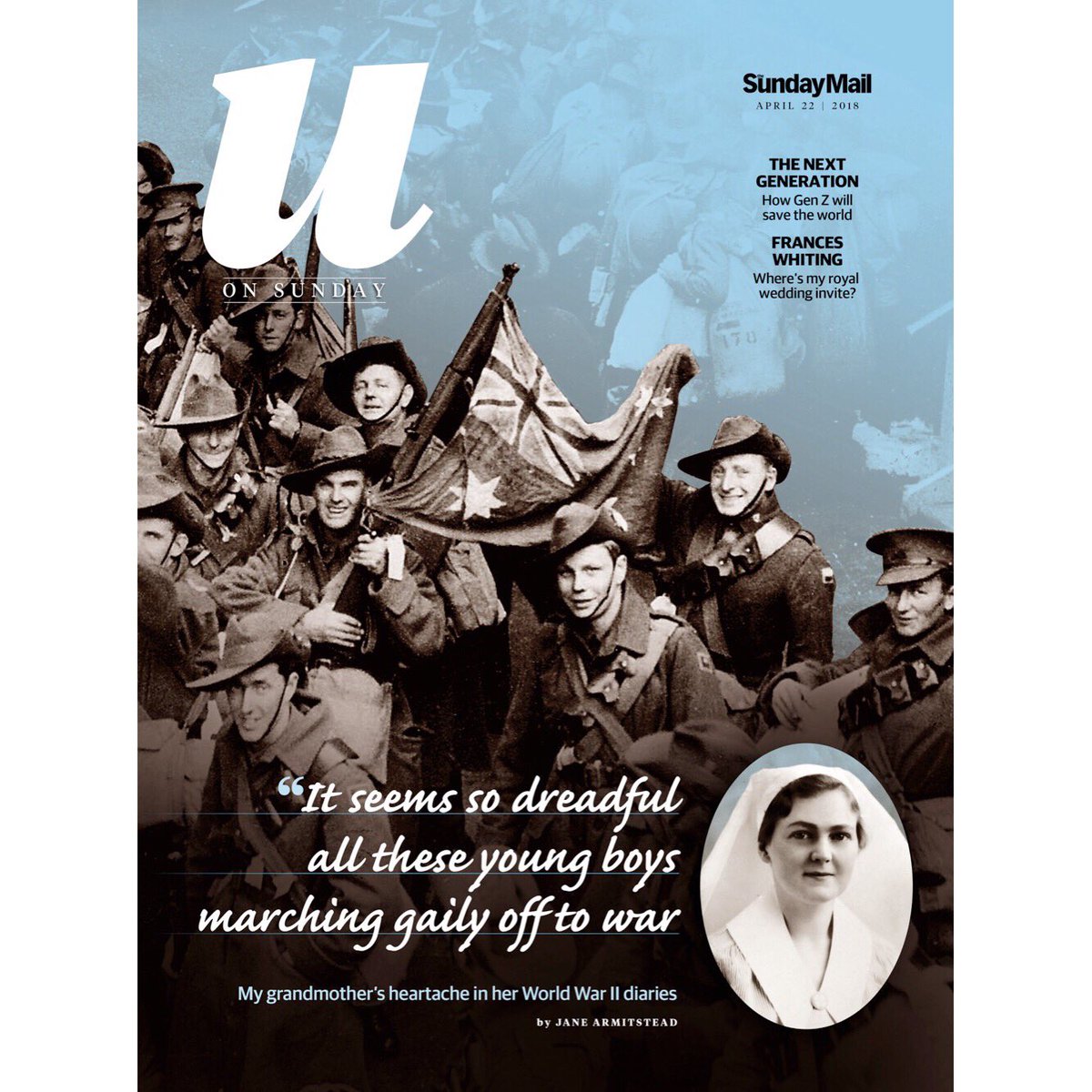 UonSunday's tweet photo. “It seems so dreadful all these young boys marching gaily off to war.” March 20, 1941. The incredible diaries of writer Jane Armitstead’s grandma Mary Burnett written in the darkest days of World War II. @UonSunday cover story.  https://t.co/Wq9UgKZxOl #anzac #rsl #war #peace https://t.co/nAevs2ePmZ