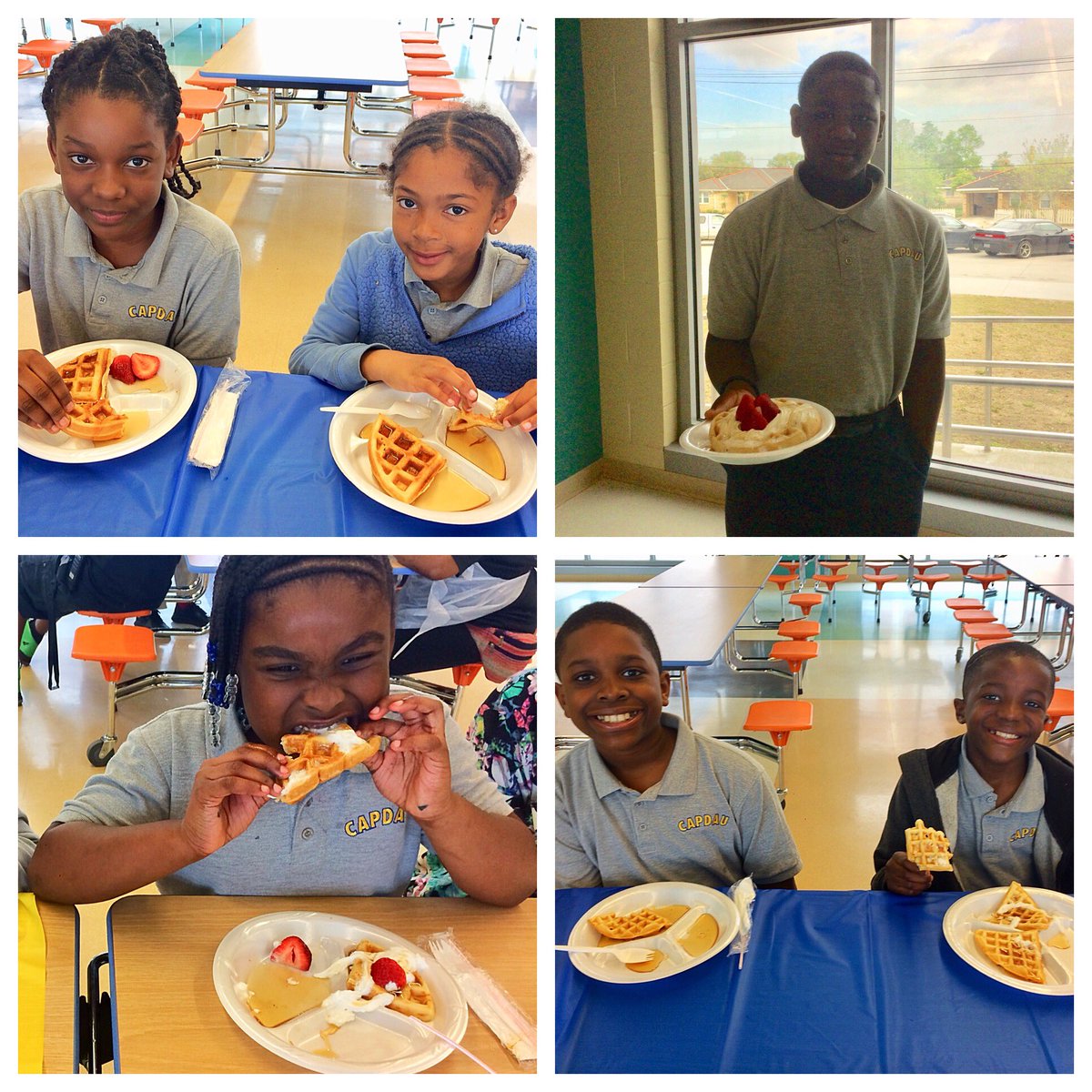 PrincipalGreen3's tweet photo. Celebrating Growth is always sweet especially when it’s done with our Capdau Scholars, Delicious Waffles &amp; Fresh Fruit. Our students are growing daily!!! #WeAreGentilly https://t.co/zw71zedyHl