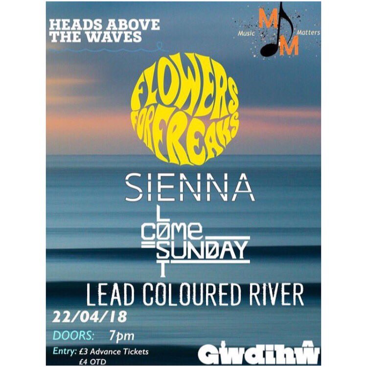 We will be playing a short set of our music in Gwdihw, Cardiff tomorrow night at around 8:20pm in aid of local charity Heads Above the Wave and supporting Music Matters performing alongside some other great artists! Hopefully see you there 🤘🏼