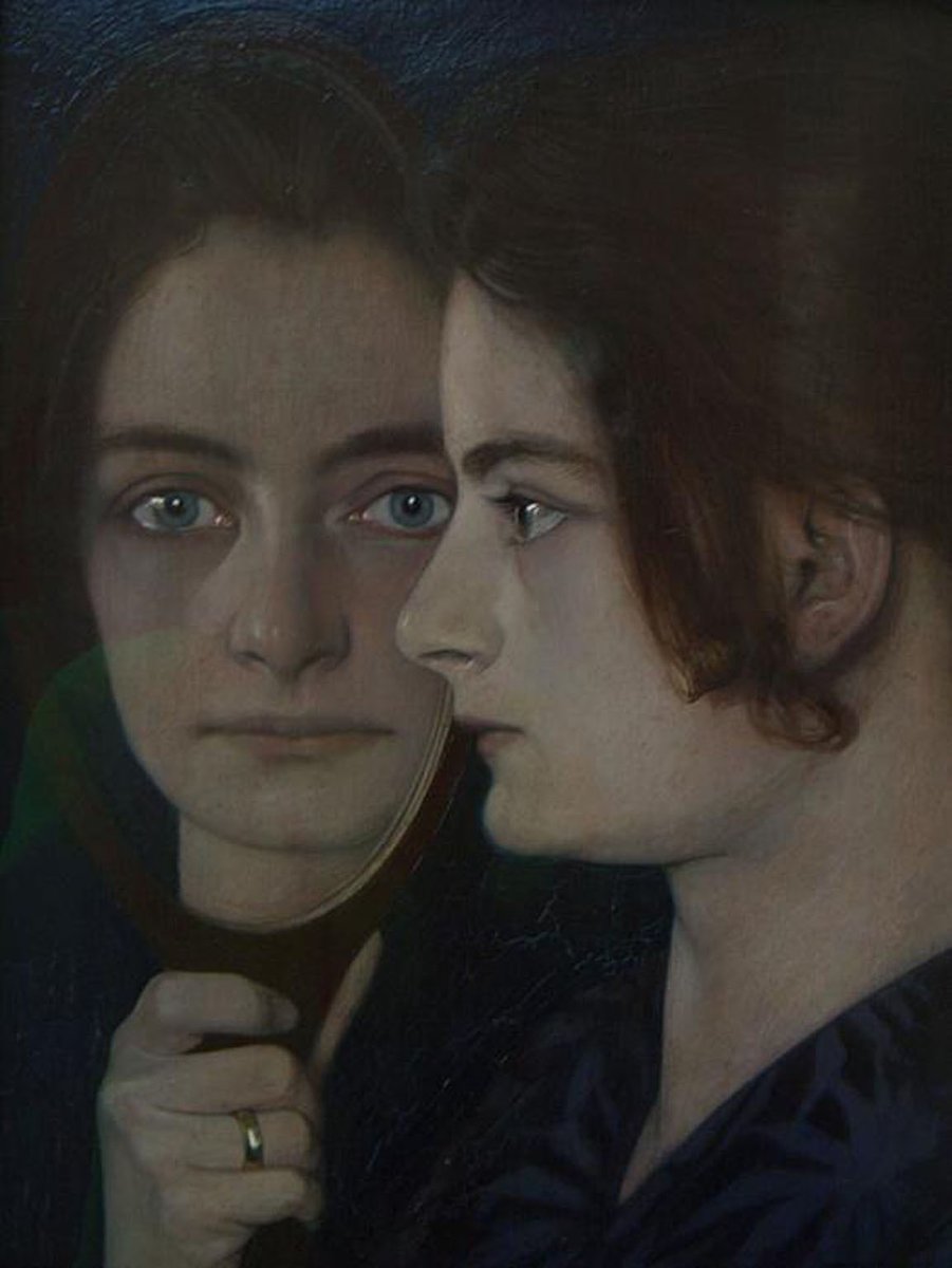 tarotastrologic's tweet image. Mirror Portrait - Oskar Zwintscher