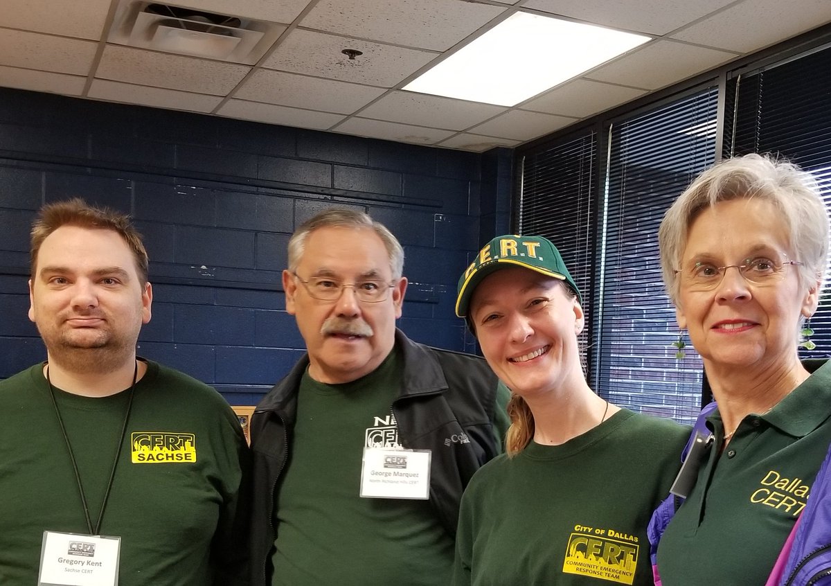 marquezusa's tweet photo. 2018 Spring CERT Training Express. Joining other North Texas CERT community volunteers in training with skills to perform basic disaster response operations in an emergency. Representing North Richland Hills and DCCCD. Thank you, Dallas. https://t.co/2ObPMsbHke