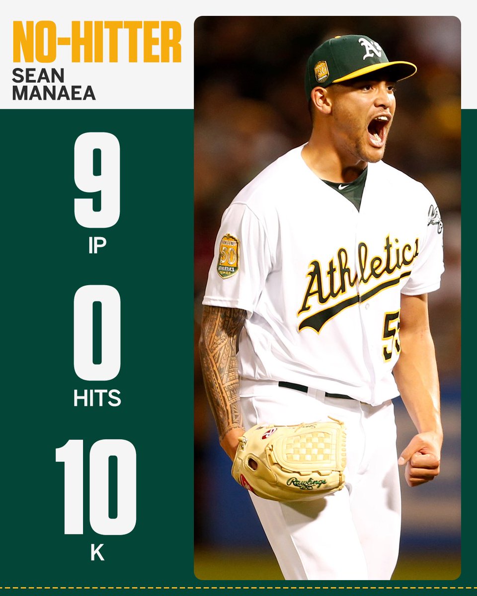 SportsCenter's tweet image. NO-HITTER COMPLETE!

A's lefty Sean Manaea keeps the Red Sox out of the hit column for the first time since April 22, 1993.