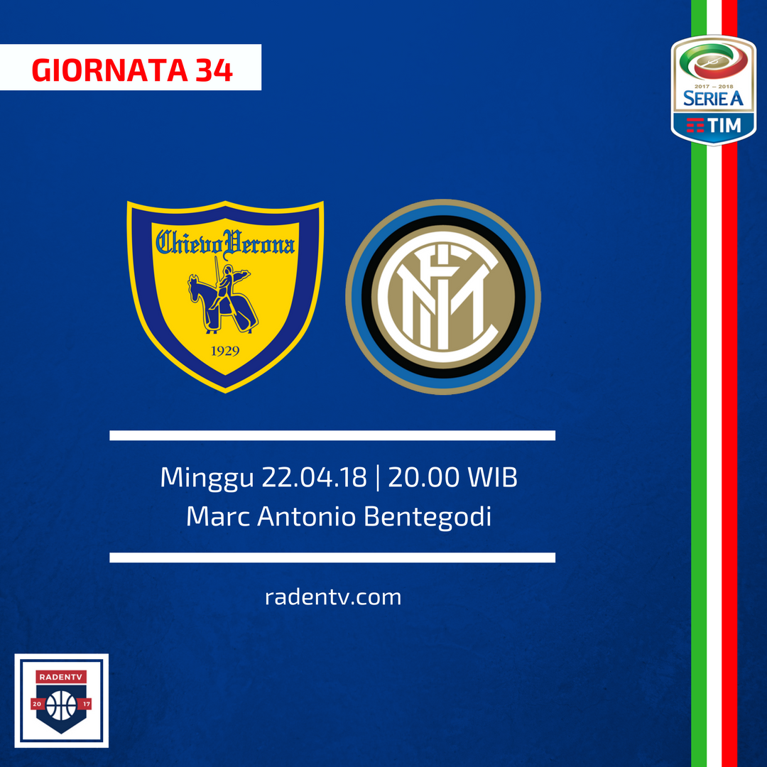 Raden_TV's tweet photo. 🏆Serie A
🆚Chievo vs Inter Milan
📅Minggu 22 April 2018
⏱️20.00 WIB
📱https://t.co/qoam9CUjcu
#ChievoInter #LiveRaden https://t.co/VjISoSEnAO