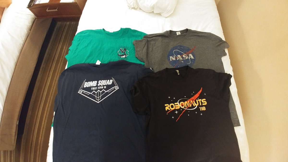 Ended up with some pretty cool shirts from this week #FIRSTChamps #omgrobots @FRC4188 @FRCTeam16 @Robonauts118